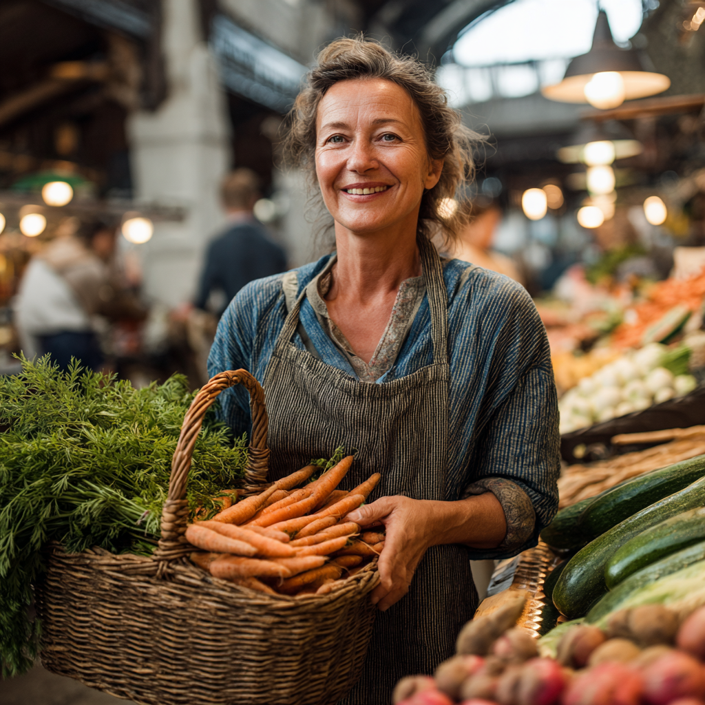 Smiling Hungarian woman in her 30s holding a colorful bowl of fresh vegetables and quinoa, wearing a light sweater, natural lighting, healthy lifestyle concept